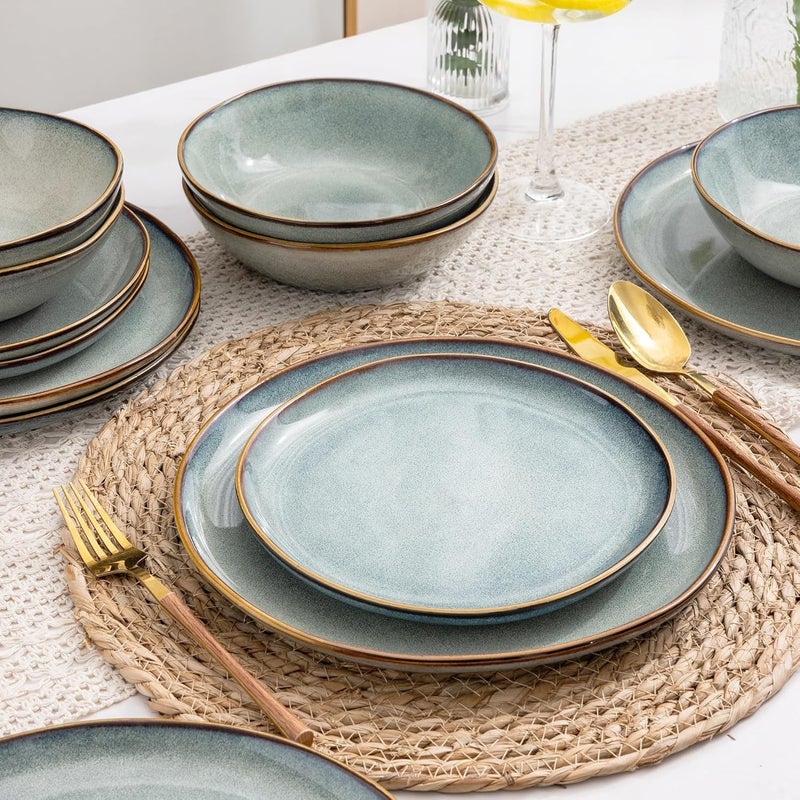 AmorArc Ceramic Dinnerware SetsHandmade Reactive Glaze Stoneware Plates and Bowls SetsHighly Chip and Crack Resistant  Dishwasher  Microwave Safe Dishes SetService for 6 18pc - Image 5