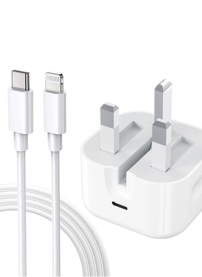 REACLOUD - iPhone 20W Fast Charger | USB C Wall Fast Charger with 1m USB C to Lightning Cable Compatible with iPhone 14/14 Pro/14 Pro Max/13/12/SE2020/11/XR/XS Max/X/iPad - Image 1
