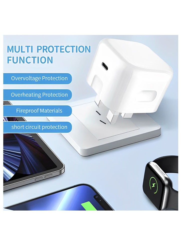 REACLOUD - iPhone 20W Fast Charger | USB C Wall Fast Charger with 1m USB C to Lightning Cable Compatible with iPhone 14/14 Pro/14 Pro Max/13/12/SE2020/11/XR/XS Max/X/iPad - Image 1