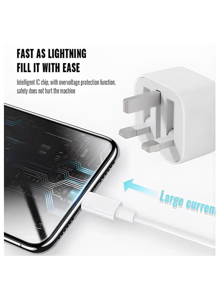 REACLOUD - iPhone 20W Fast Charger | USB C Wall Fast Charger with 1m USB C to Lightning Cable Compatible with iPhone 14/14 Pro/14 Pro Max/13/12/SE2020/11/XR/XS Max/X/iPad - Image 1
