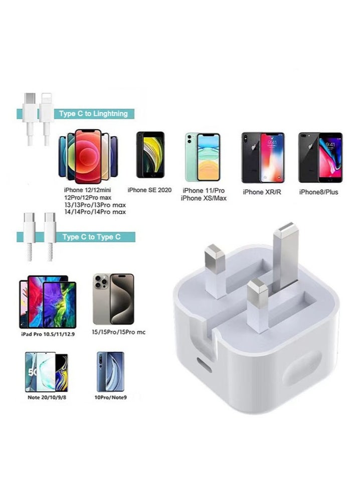 REACLOUD - iPhone 20W Fast Charger | USB C Wall Fast Charger with 1m USB C to Lightning Cable Compatible with iPhone 14/14 Pro/14 Pro Max/13/12/SE2020/11/XR/XS Max/X/iPad - Image 1