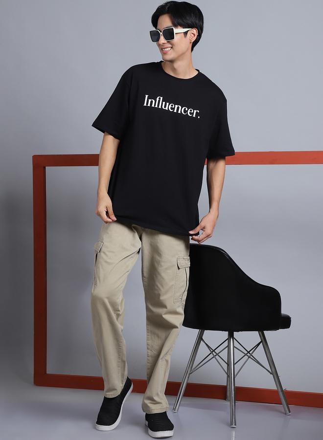 Take Two Men Black Oversized Slogan Print T-Shirt By Door74 - Image 5