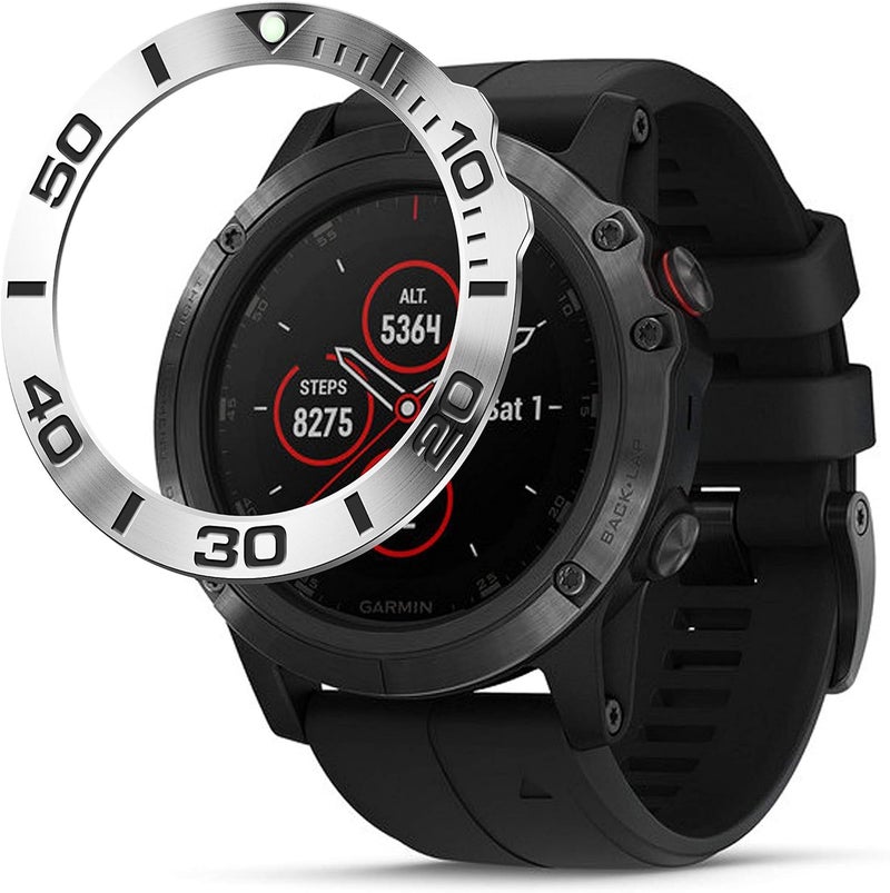 BaiHui Stainless Steel Bezel Ring Compatiable with Fenix 5X Plus Bezel Ring Adhesive Cover Anti Scratch & Collision Protector for Watch Accessory (Silver-Not Fit Fenix 5 / 5X) - Image 1