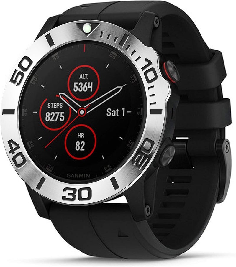 BaiHui Stainless Steel Bezel Ring Compatiable with Fenix 5X Plus Bezel Ring Adhesive Cover Anti Scratch & Collision Protector for Watch Accessory (Silver-Not Fit Fenix 5 / 5X) - Image 2