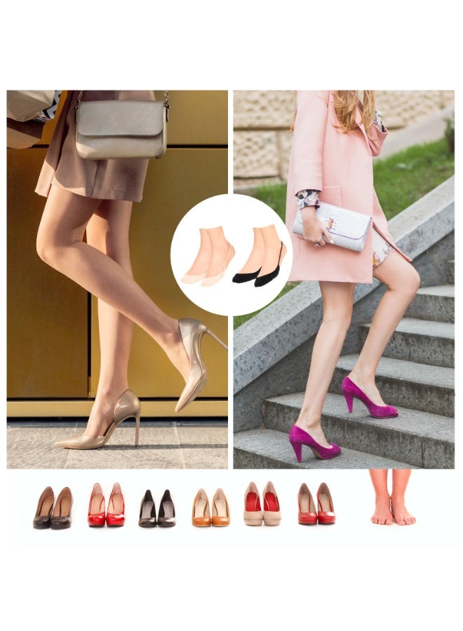 6 Pairs Women No Show Toe Topper Liner Socks, Half Socks with Back Sling & Foot Cushion, Ultra Low Cut for Heels & Dress Shoes - Image 4