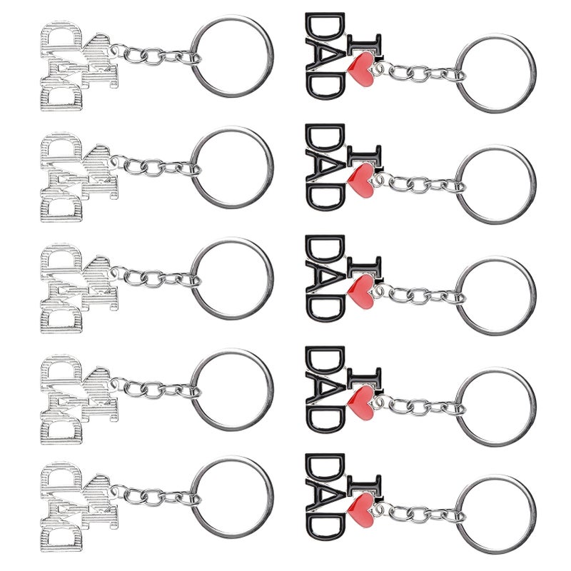 10Pcs Keychain Alloy Material Heart Pendant Family Birthday Present Key Ring DecorationDAD - Image 4