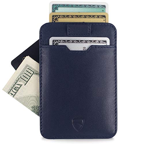 Vaultskin CHELSEA Mens RFID Blocking Slim Leather Card Wallet - Minimalist Front Pocket Cardholder in Navy Blue - Image 2