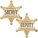 Huwane 1 PCS Sheriff Badge and 1 PCS Deputy Sheriff Badge Metal Brooch Police Badges Pin Western Cop Star Old West Prop for Kids Adult boys Girls Party Brass Color - Image 2
