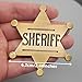 Huwane 1 PCS Sheriff Badge and 1 PCS Deputy Sheriff Badge Metal Brooch Police Badges Pin Western Cop Star Old West Prop for Kids Adult boys Girls Party Brass Color - Image 3