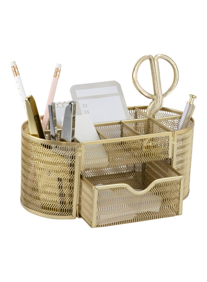 Blu Monaco  Beautiful Gold Desk Organizer - Made Of Metal With Gold Finish - Gold Desk Accessories - Storage For Paper And Office Supplies - Desk Organizer Gold - Storage For Home Or Office - Image 1
