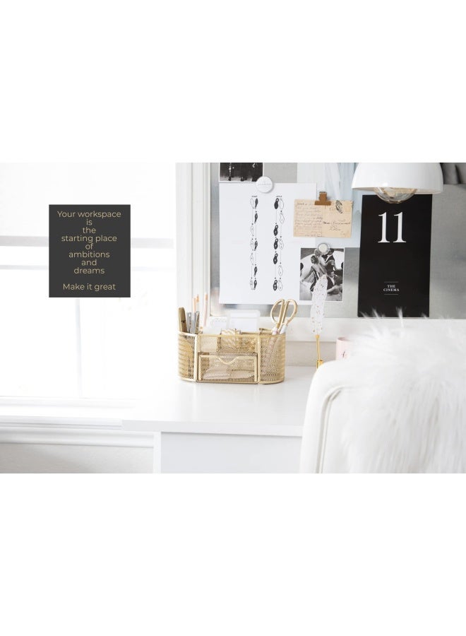 Blu Monaco  Beautiful Gold Desk Organizer - Made Of Metal With Gold Finish - Gold Desk Accessories - Storage For Paper And Office Supplies - Desk Organizer Gold - Storage For Home Or Office - Image 2