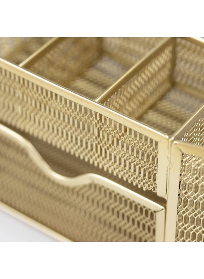 Blu Monaco  Beautiful Gold Desk Organizer - Made Of Metal With Gold Finish - Gold Desk Accessories - Storage For Paper And Office Supplies - Desk Organizer Gold - Storage For Home Or Office - Image 5