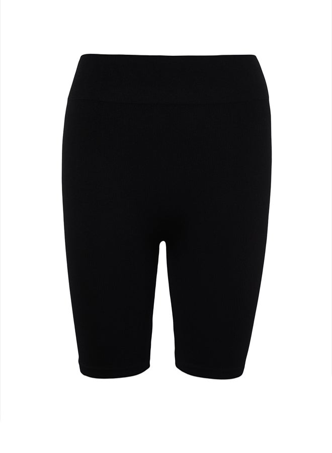 trendyol Black Seamless/Seamless Ribbed Biker/Cyclist/Short Knitted Sport Leggings TWOSS21TA0013 - Image 3