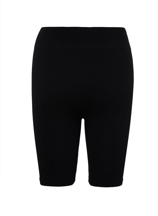 trendyol Black Seamless/Seamless Ribbed Biker/Cyclist/Short Knitted Sport Leggings TWOSS21TA0013 - Image 4