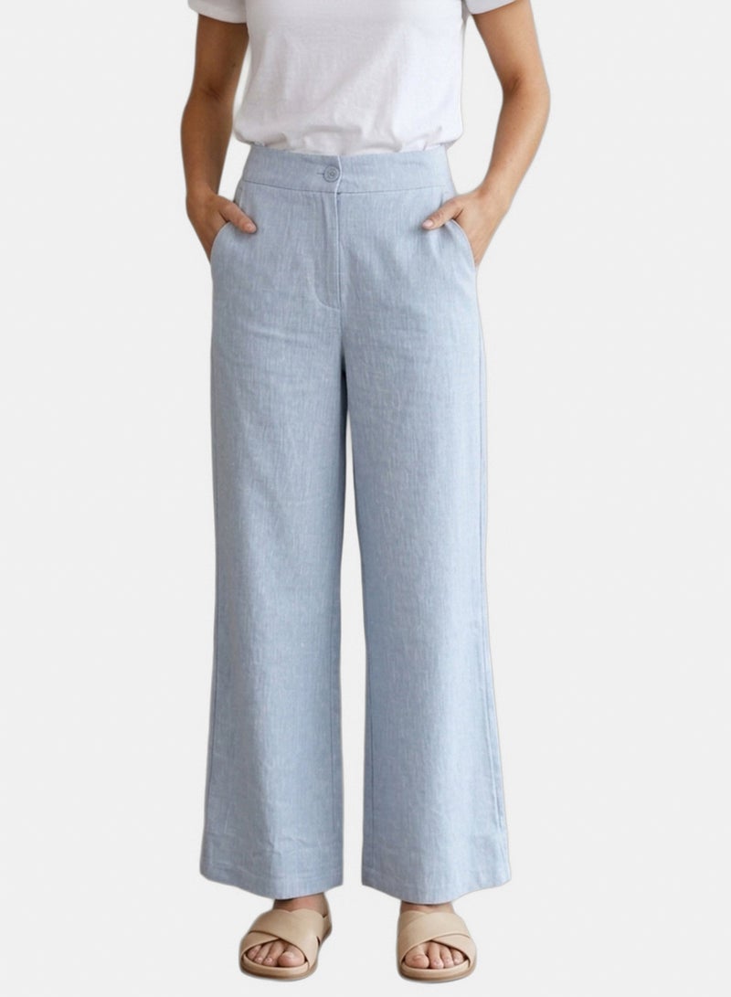 Clue Buttoned Wide-Leg Pants - Image 1