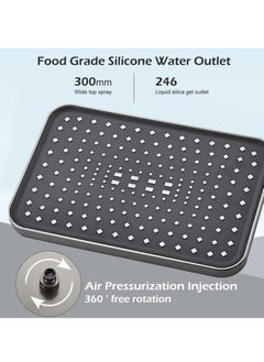 XiuWoo Shower System with Digital Temperature Display, Shower Faucet Set with Rain Shower Head and Handheld Shower Head Fixtures, Wall Mounted Rainfall Shower Fixtures with Piano Keys, Gray  - Image 3