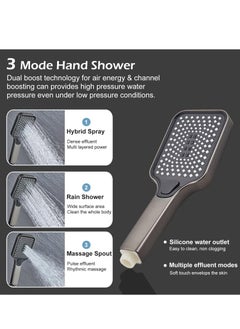 XiuWoo Shower System with Digital Temperature Display, Shower Faucet Set with Rain Shower Head and Handheld Shower Head Fixtures, Wall Mounted Rainfall Shower Fixtures with Piano Keys, Gray  - Image 5