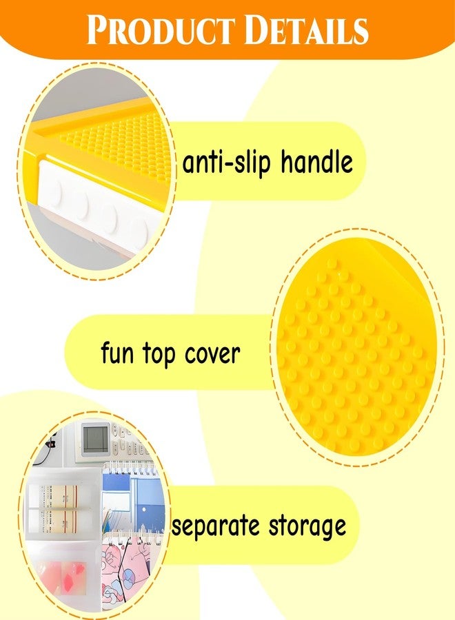Acshio Building Block Storage Box, Double Layer Kids Toy Organizer Bin with Compartment, Stackable Miniature Container with Base Plate Lid Removable Tray for Puzzles, Bead, Chest, Yellow - Image 5