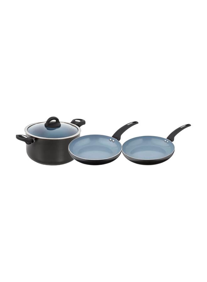 Tower Cerasure 24cm Aluminium Non-Stick Ceramic Frying Pan | Bonded Base | PFAS PFOA PTFE Free Skillet | All Kitchen Stovetop Compatible Fry Pan | Cool-Touch Handle | Dishwasher Safe | Graphite Grey & Tower Cerasure 28cm Aluminium Non-Stick Ceramic Frying Pan | Bonded Base | PFAS PFOA PTFE Free Skillet | All Kitchen Stovetop Compatible Fry Pan | Cool-Touch Handle | Dishwasher Safe | Graphite Grey & Tower Cerasure 5.8L (24cm) Aluminium Non-Stick Ceramic Casserole Dish with Glass Lid | Healthy Cooking Pot | All Kitchen Stovetop Compatible | Dishwasher Safe | PFOA Free Cookware Pan | Graphite Grey Bundle - Image 1