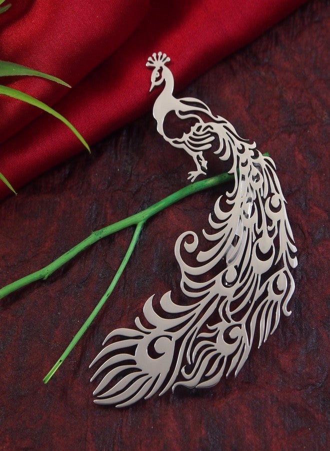 Adorn Stainless Steel Premium Designer Peacock Brooch For Men/Women (B2310) - Image 3