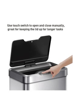 EKO MIRAGE SERIES | Premium Motion Sensor-Operated Trash Bin | Brushed Stainless Steel Finish | Soft-Closing | Fingerprint-Resistant | Metallic Grey | 30L  - Image 1