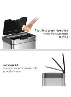 EKO MIRAGE SERIES | Premium Motion Sensor-Operated Trash Bin | Brushed Stainless Steel Finish | Soft-Closing | Fingerprint-Resistant | Metallic Grey | 30L  - Image 2