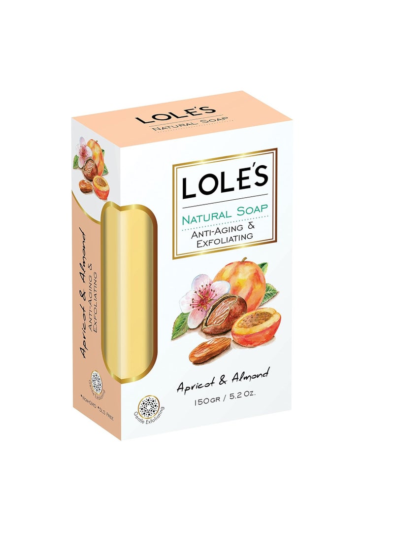 LOLE'S Luxury Pure Natural Soap, Apricot & Almond Beauty Bar, Detox & Deep Cleansing Face and Body Care - Vitamin E, SLS-Free, Crisp & Fresh Touch, 100% Vegetable, No Animal Fat, Pack of 2 x 150g - Image 4