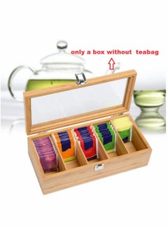 Y&D Tea Canister With Transparent Lid Tea Box Bamboo Tea Storage Box 5-Compartment Multifunctional Wooden Tea Tea Bag Storage Box with Transparent Lid For Any Home Restaurant Office  - Image 2