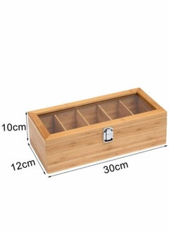 Y&D Tea Canister With Transparent Lid Tea Box Bamboo Tea Storage Box 5-Compartment Multifunctional Wooden Tea Tea Bag Storage Box with Transparent Lid For Any Home Restaurant Office  - Image 3