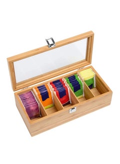 Y&D Tea Canister With Transparent Lid Tea Box Bamboo Tea Storage Box 5-Compartment Multifunctional Wooden Tea Tea Bag Storage Box with Transparent Lid For Any Home Restaurant Office  - Image 4