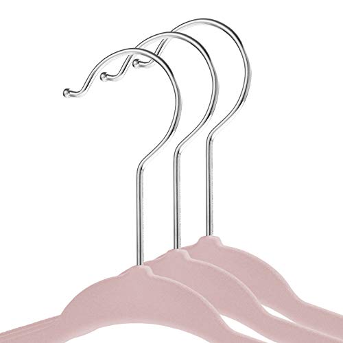 Casafield 50 Velvet Baby Hangers - 11" Size for Infant & Toddler Clothes - Light Pink - Image 2