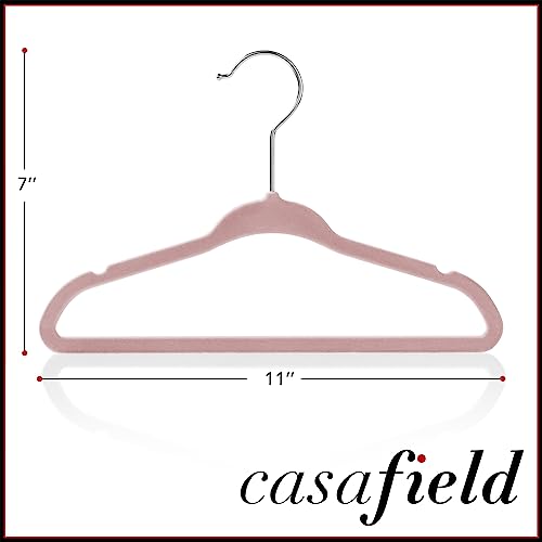 Casafield 50 Velvet Baby Hangers - 11" Size for Infant & Toddler Clothes - Light Pink - Image 5