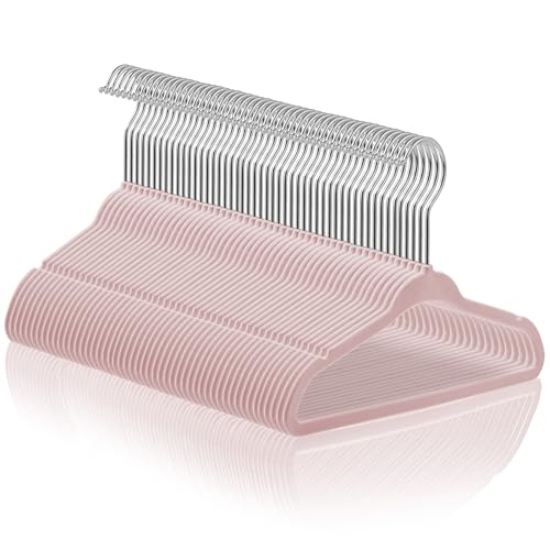 Casafield 50 Velvet Baby Hangers - 11" Size for Infant & Toddler Clothes - Light Pink - Image 1