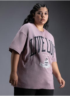 HIGH STAR Plus Size Typography Print Oversized T-Shirt by Styli  - Image 4