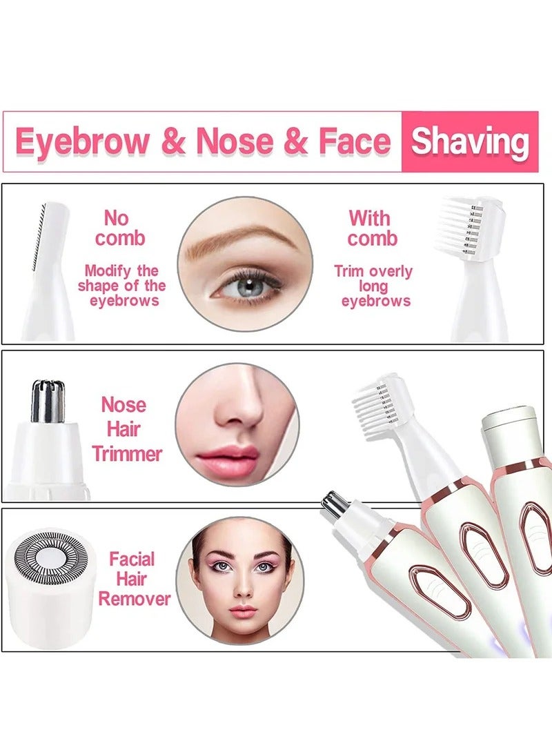 Electric Razor for Women, 4-in-1 Women's Body Hair Removal, Public Shaver Bikini Trimmer Eyebrow Face Underarm, Portable Ladies Shaver, Epilator, USB Rechargeable - Image 4