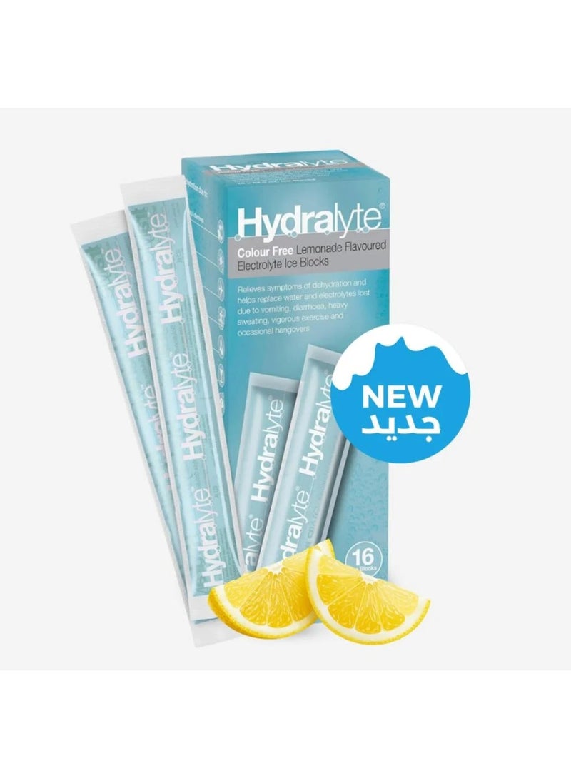 Hydralyte Colour Free Lemonade – Rehydration & Electrolyte Support – 16 Ice Blocks - Image 1