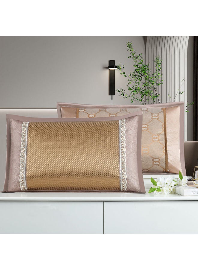 Summer Ice Silk Pillowcase Summer Summer Mat Pillowcase Single Household Student Rattan Pillowcase Cool Adult Pair-Color:Ice Silk Gray Rose 48*74cm-Specifications:Pair Of Pillowcases  - Image 4