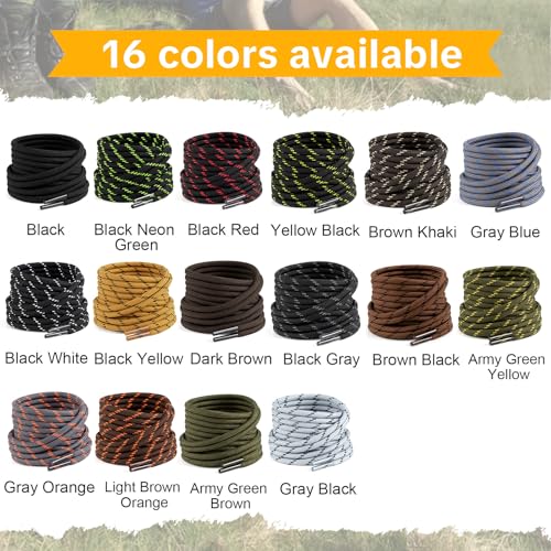 Puzeam 2 Pairs Work Boots Shoe Laces 4.5mm Heavy Duty Hiking Shoelaces for Men & Women (Black Red, 180cm 72inch) - Image 5