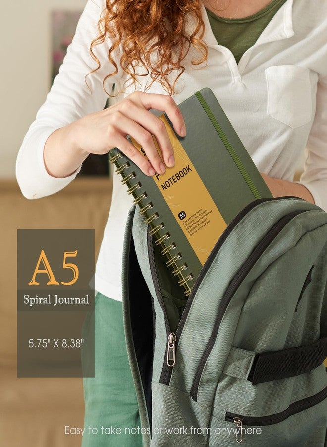 PAPEJOON Graph Spiral Journal Notebook, A5 Hardcover Spiral Journals for Women Men, 100 GSM Graph Paper Notebooks, 150 Pages Spiral Bound Grid Notebook for Writing Note Taking Work 5.75" x 8.38" Olive Green - Image 3