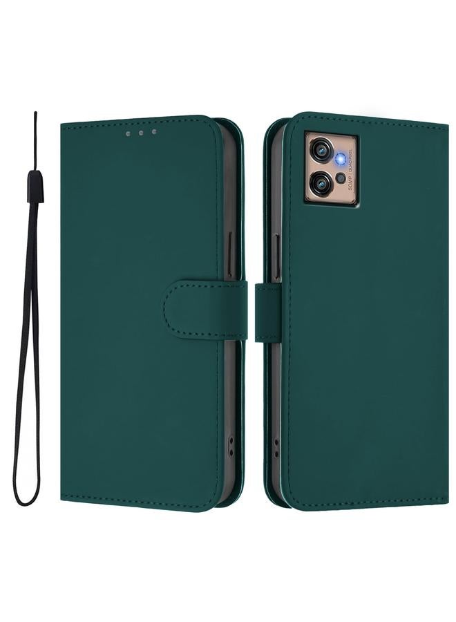 S-TOP Case For Motorola Moto G32 Skin Feel Solid Color Leather Phone Case with Lanyard - Image 2