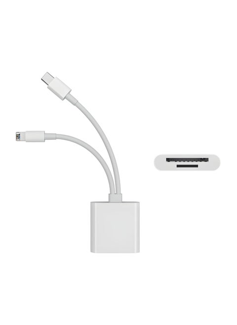 SD Card Reader, 4 in 1 Cameras SD Reader with Dual Slot for MicroSD/TF, Photography Memory Card Trail Game Camera Viewer Adapter, Plug and Play supports all apple iphone devices/iPad/iMac/android/DJI