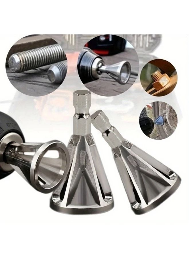 Silvery Metal Chamfering Tool External Grinding Angle Trimmer For Electric Drill - Image 2