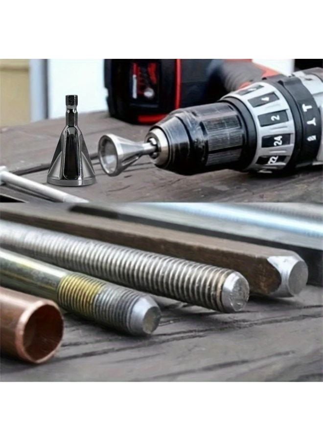 Silvery Metal Chamfering Tool External Grinding Angle Trimmer For Electric Drill - Image 3