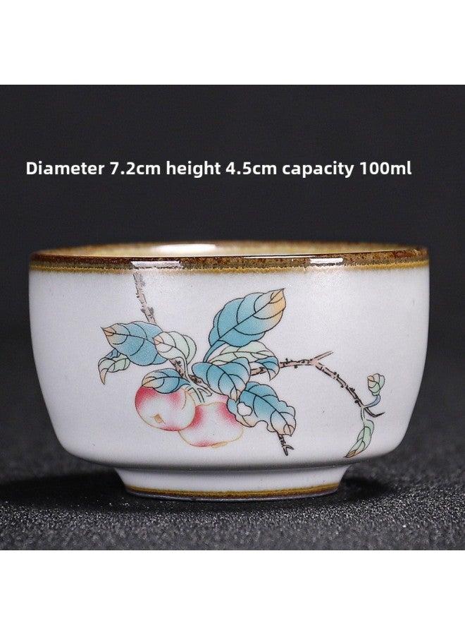 Ru Kiln Teacup Master Cup Individual Single Cup Open Piece Ice Flower Glaze Ceramic Tea Tasting Cup Kung Fu Tea Set Tea Bowl Gift Box-Color:Ru Kiln Moon White Wenquan Cup-apple Collection And Purchase To Get A Tea Towel-Capacity:Other  - Image 1