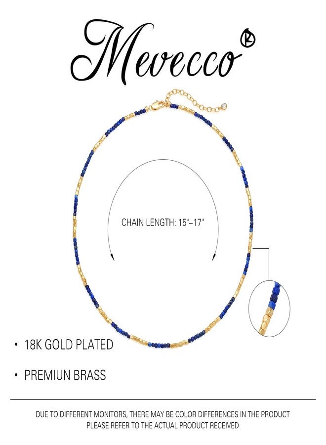 ميفيكو قلادة شوكر ذهبية رقيقة من ميفيكو للنساء، مطلية بالذهب عيار 18 قيراطًا، مرصعة بخرز لازورد غير منتظم، هدية مجوهرات مثالية لها - Image 5
