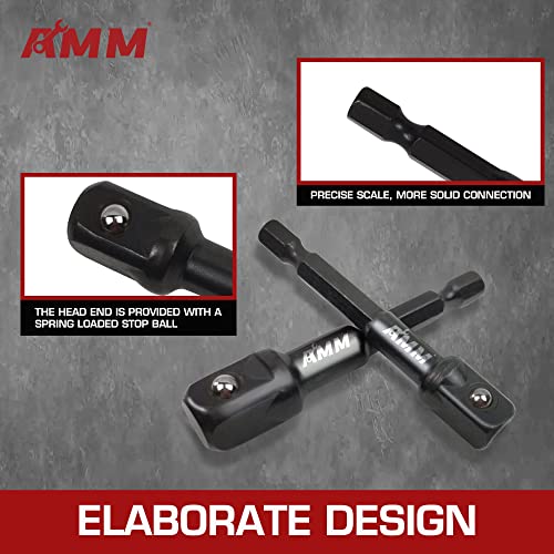 AMM 9-Piece Impact Grade Socket Adapter Set，1/4", 3/8", and 1/2" Drive | 3", 6", and 10" Socket Driver Adaptor，Adapt Your Power Drill To High Torque Impact Wrench - Image 3