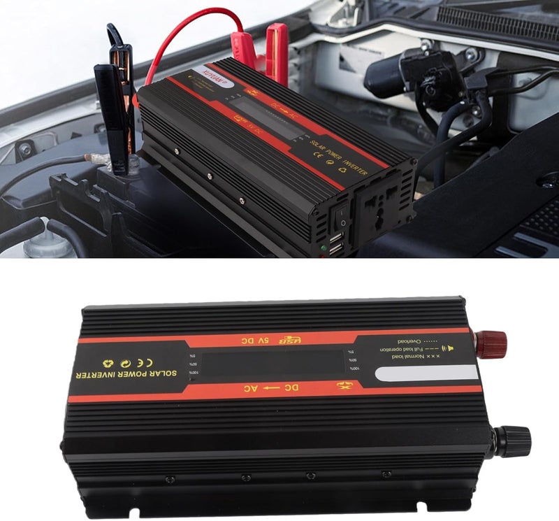 RIZGHWOY 1000W Pure Sine Wave Power Inverter with LCD Display, 12V 24V Dual Voltage, Intelligent Temperature Control, Aluminum Magnesium Body, USB Port, for Solar Wind Power Generation - Image 4