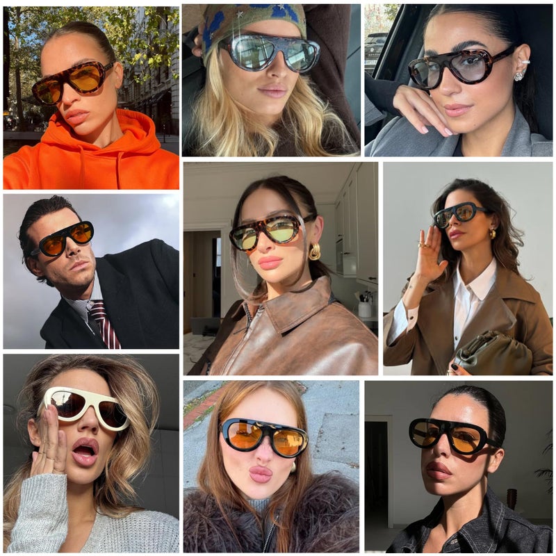 VANLINKER Retro Aviator Sunglasses for Women Chic Classic 70s Vintage Trendy 2025 Chunky Sun Glasses VL9865,Tortoise/Light Green - Image 2