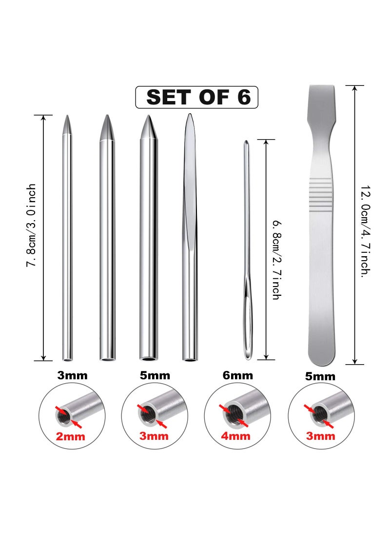Excefore - 6 Pieces Paracord Stitching Set Silvery 6 Sizes Paracord FID Lacing Stitching Needles Paracord Smoothing Tool Lacing Leathercraft Needle for Paracord - Image 1