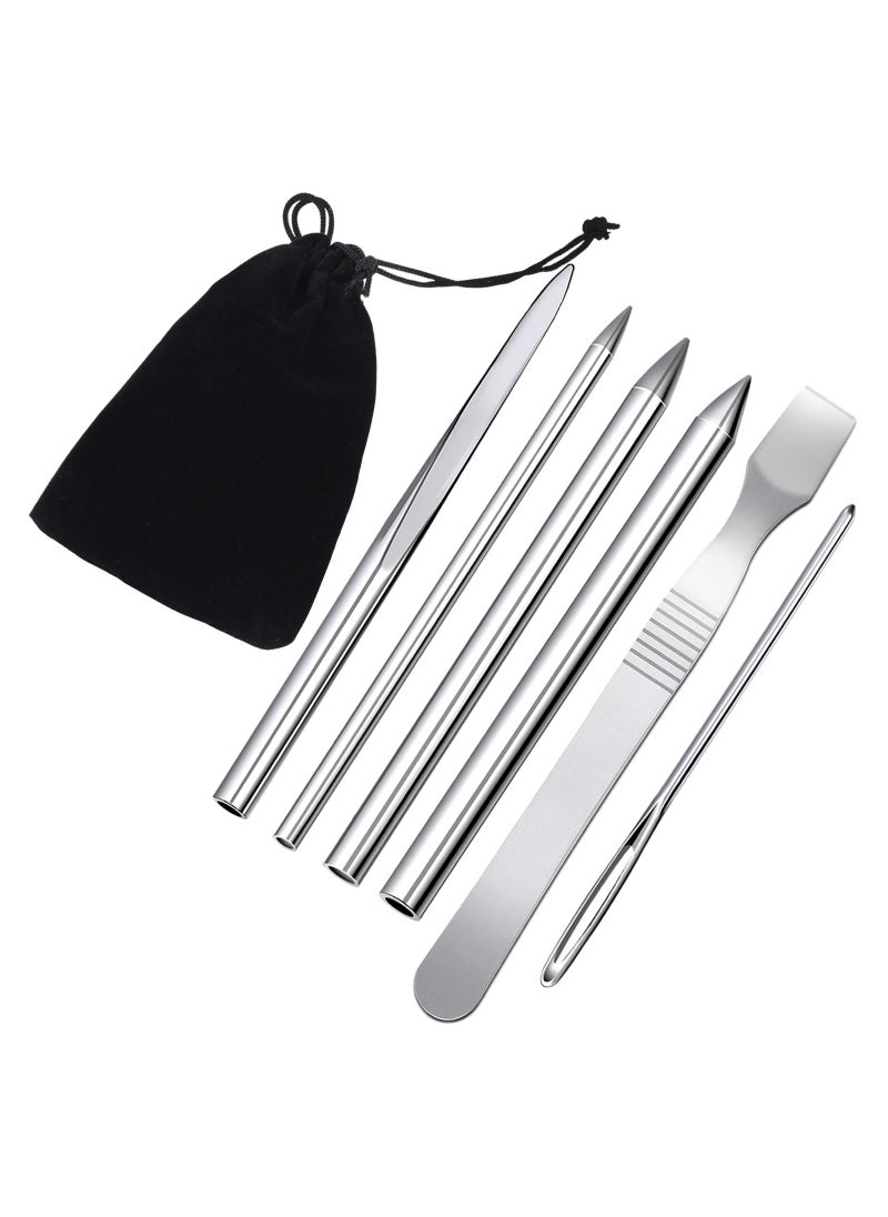 Excefore - 6 Pieces Paracord Stitching Set Silvery 6 Sizes Paracord FID Lacing Stitching Needles Paracord Smoothing Tool Lacing Leathercraft Needle for Paracord - Image 1